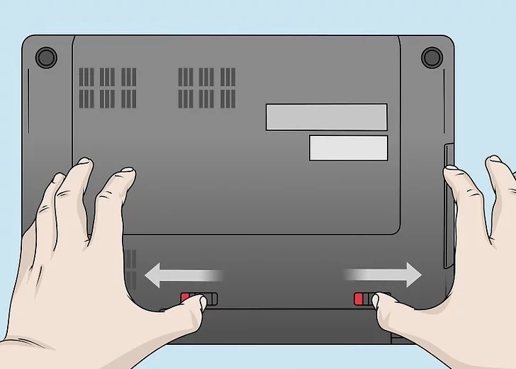 4. Slide and hold the battery release latch