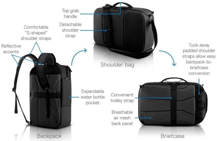dell pro hybrid briefcase backpack