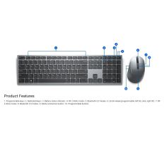 Dell KM7321W Pro Wireless Keyboard and Mouse US/International 580-AJQJ KM7321WGY-INT, 02HHJ