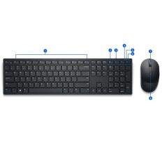 Dell KM5221W Pro Wireless Keyboard and Mouse US/International 580-AJRC KM5221WBKR-INT, 580-AJIS, 0KW2K