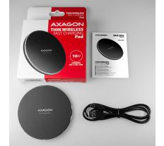AXAGON WDC-P10T, thin wireless quick charger, Qi 5 / 7.5 / 10W, micro USB S836099 WDC-P10T